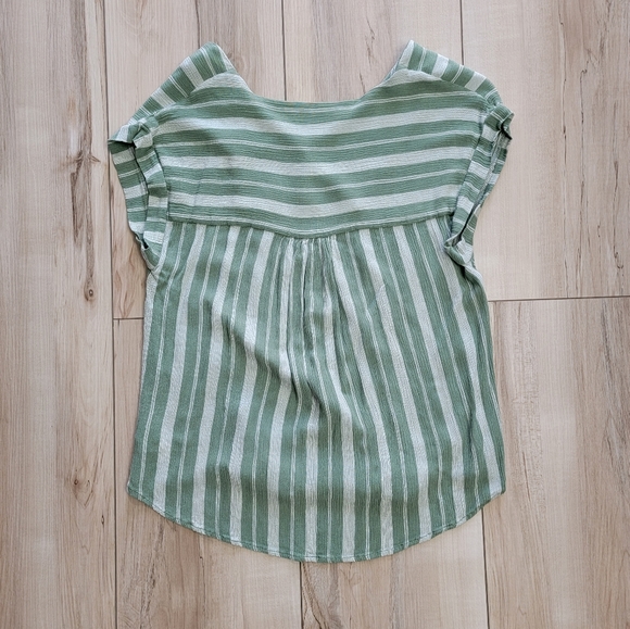 Faith and Joy - Green Tie-Front Blouse - Size Small - Picture 2 of 5